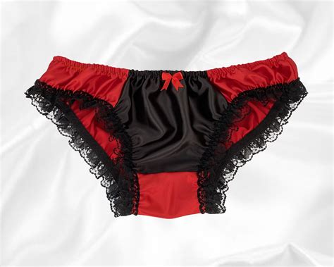 black red satin frilly sissy full panties bikini knicker underwear size 10 20 ebay