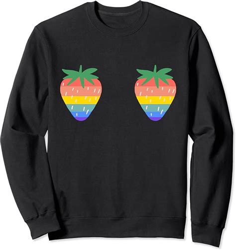 Gay Erdbeere Boobs Lgbt Pride Flag Cottagecore Kawaii Obst Sweatshirt My Xxx Hot Girl