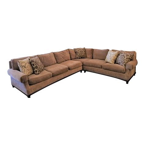 A Rudin Light Brown Chenille Sectional Sofa 5 Pillows Chairish