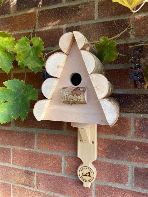 Handcrafted Natural Wooden Rustic Bird Boxfeedernesting Box Etsy