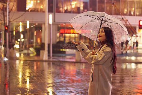 Woman Walking With Umbrella In Rainy Night Picture And Hd Photos Free