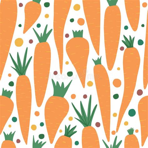 Hand Drawn Carrot Seamless Pattern On White Background Doodle Carrots