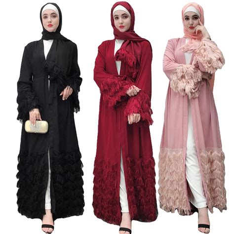 Dubai Muslim Women Long Sleeve Open Cardigan Maxi Dress Kimono Abaya