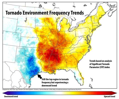 Us Tornado Frequency Shifting Eastward Earth Earthsky
