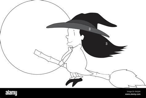 Witch Riding A Broom Stock Vector Image And Art Alamy