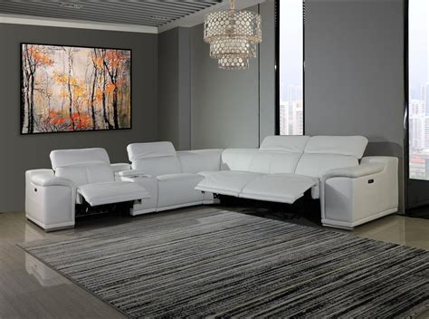 Global United Furniture 9762 White Genuine Italian Leather 3 Power