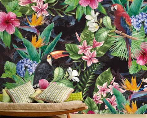 Southeast Asia Flower Bird Wallpaper Murals For Walls Bedroom Photo