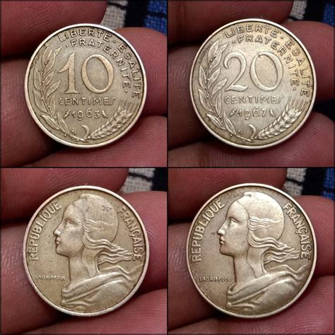 France 10 Centimes Year 1963 And 20 Centimes Year 1967 Set 2 Coins