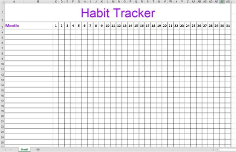 Habit Tracker Excel Template Free
