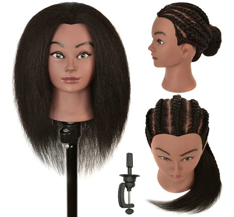 buy natural real afro 100 human hair mannequin head hairdresser hairstylist practise braiding