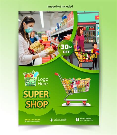 Premium Vector Flat Design Supermarket Poster Template