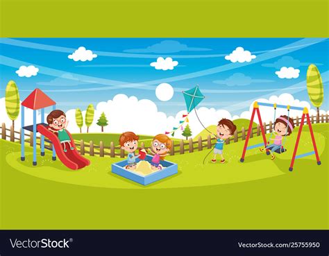 Kids Playing Outside Royalty Free Vector Image