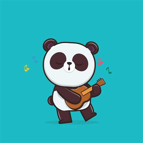Premium Vector Cute Illustration Panda Playing Guitar