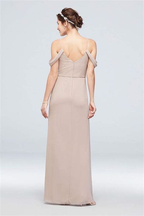 Make sure that the shoulder piece will be long enough to cover your chest without extending down too far. Off-The-Shoulder Cascade Bridesmaid Dress Style F20010