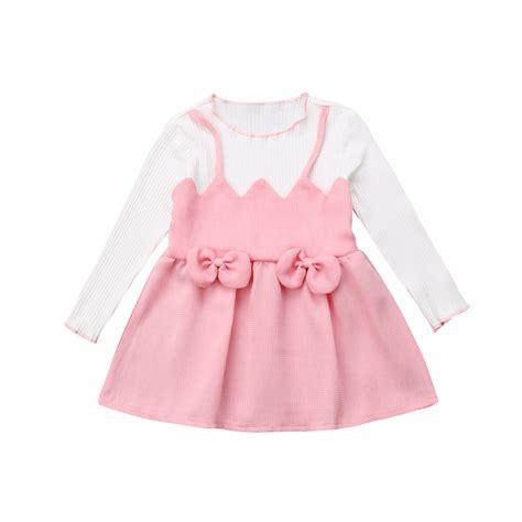 Autumn Long Sleeve Pink Dress Cute Toddler Kid Baby Girls