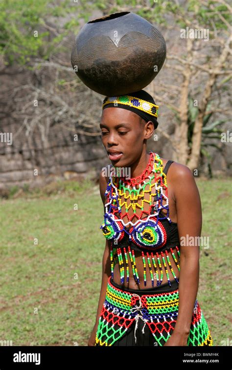 Young Zulu Maiden In Traditional Beaded Dress Shakaland Zulu Village Nkwalini Valley Kwazulu