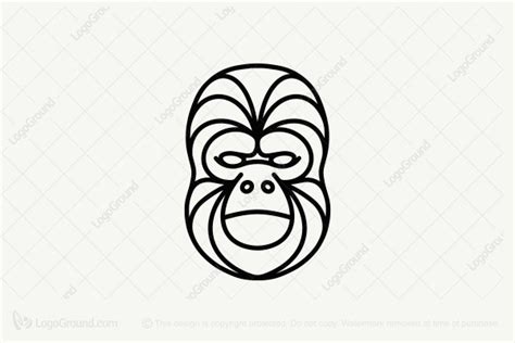 Gorilla Face Line Art Logo