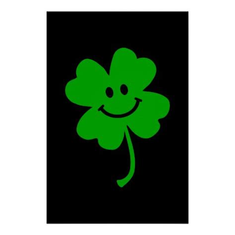 Lucky Four Leaf Clover Smiley Face Poster Zazzle
