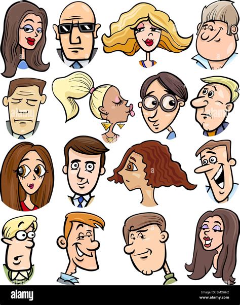 Ilustraci N De La Gente Personajes De Dibujos Animados Rostros Set Imagen Vector De Stock Alamy