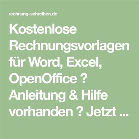 Kostenlose Rechnungsvorlagen für Word Excel OpenOffice Anleitung