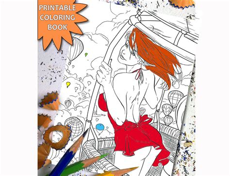 Sexy Girl Adult Coloring Book Pin Up Girl Adult Coloring Etsy