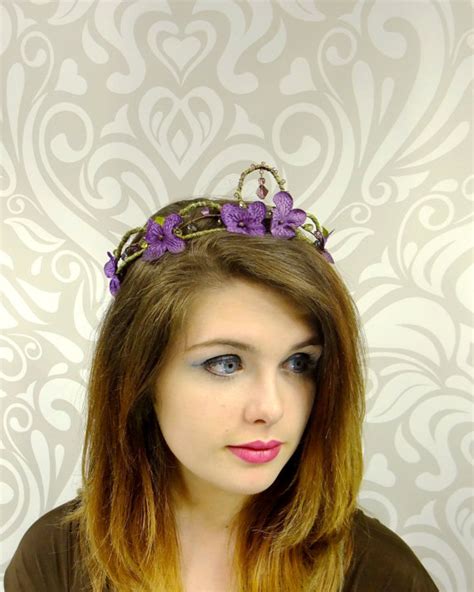 Dark Purple Flower Crown Bohemian Headband Floral Wreath Flower