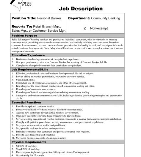 Personal Banker Job Description For Resume Innovative Personal Banker Cover Letter No Experie