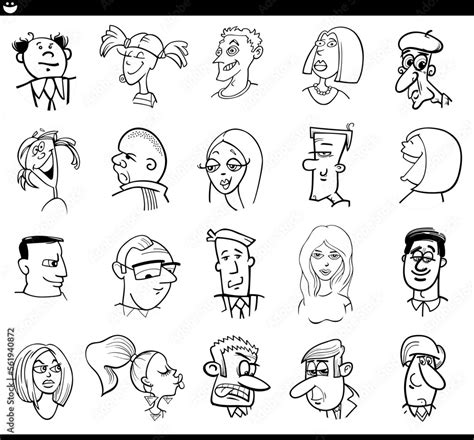 Cartoon People Characters Faces And Moods Set Stock Vector Adobe Stock