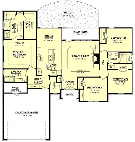 2021's leading website for 4 bedroom floor plans, house plans, blueprints & designs. Traditional Style House Plan - 4 Beds 2 Baths 1875 Sq/Ft ...