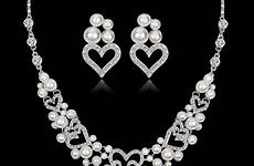 jewelry sets necklace wedding imitation earring pearls rhinestone valentine bridal silver women