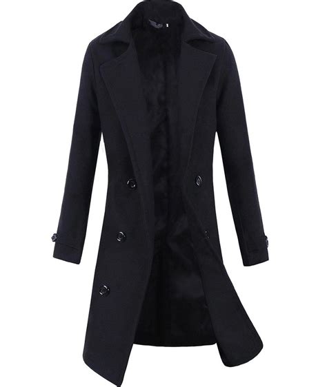 Long Black Overcoat Double Breasted Mens Black Wool Coat In Australia