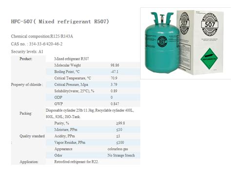 Mixed Refrigerant Gas R507 High Purity Gas R507 Composit With R125