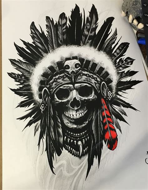 Tattoos Indian Skull Tattoos Headdress Tattoo Native Tattoos