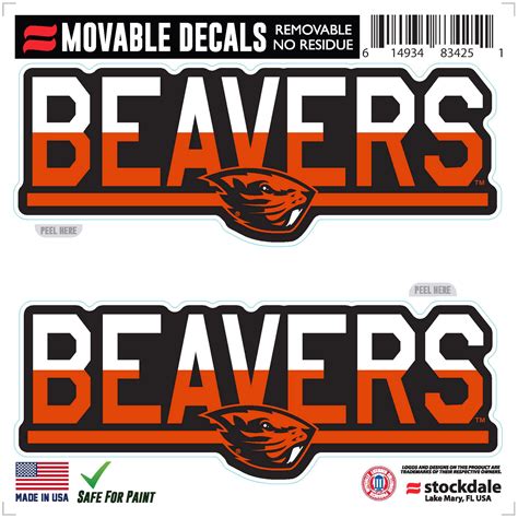 Oregon State Beavers 6 X 6 Two Tone Repositionable Decal 2 Pack Set