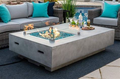 Amazonsmile Akoya Outdoor Essentials 65 Rectangular Modern Concrete Fire Pit Table W Glass
