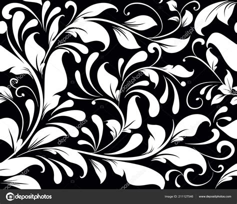 vintage black white floral vector seamless pattern monochrome ornamental damask — stock vector