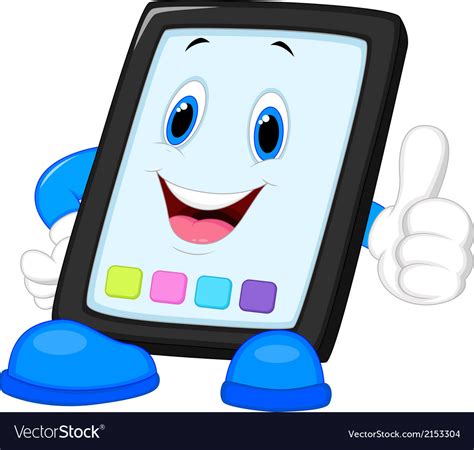 Computer Tablet Cartoon Giving Thumb Up Royalty Free Vector