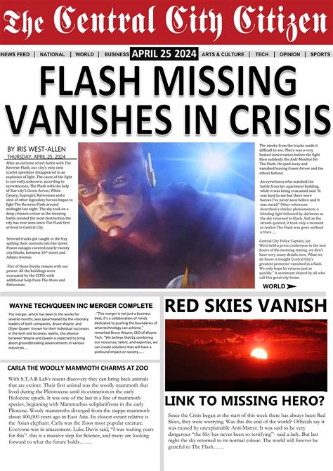Not Long Now Until The Flash Missing Vanishes In Crisis 2024 Newspaper