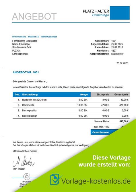 Wir übernehmen die reinigung der küche, entfernen fettrückstände und säubern ihr bad sowie dusche und wc. Vorlage Angebot Kleinunternehmer
