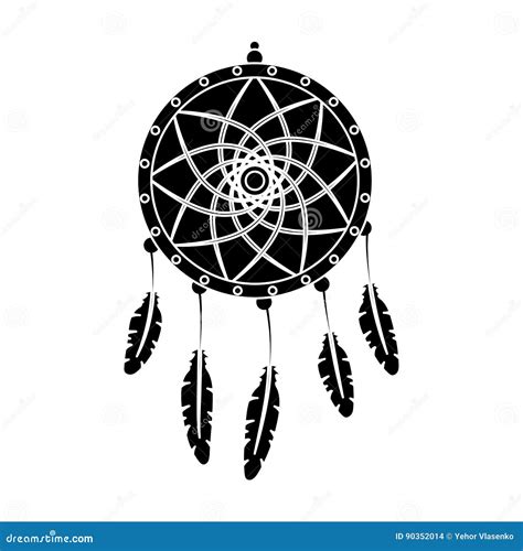 Dream Catcher With Feathershippy Single Icon In Black Style Vector