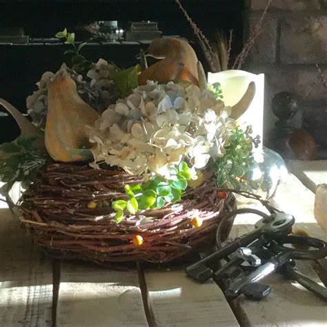 Mint green flowers hobby lobby. Some dried hydrangeas, with antlers and hobby lobby gourds ...