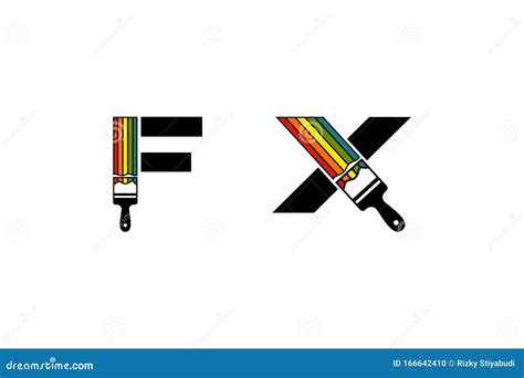 Letter F And Letter X With Paintbrush Logo Design Template Painting