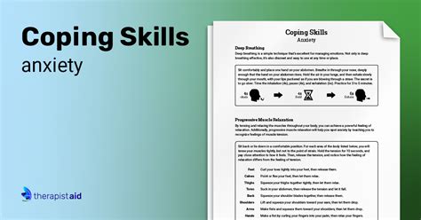 Coping Skills Anxiety Worksheet Therapist Aid
