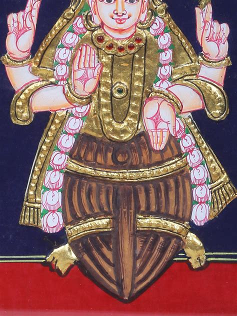 Kurma Avatar Of Lord Vishnu Tanjore Painting Traditional Colors With