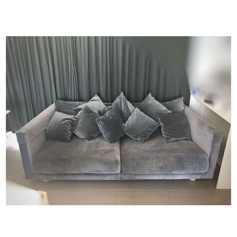 Ikea stockholm sofa (2013) emerald green velvet removable slipcover: IKEA STOCKHOLM 2017 3-seat sofa, Sandbacka dark grey ...