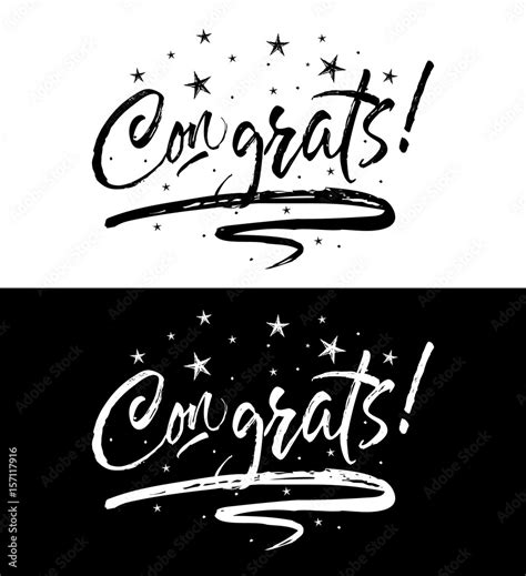 Congrats Banner Beautiful Greeting Scratched Calligraphy Black Text