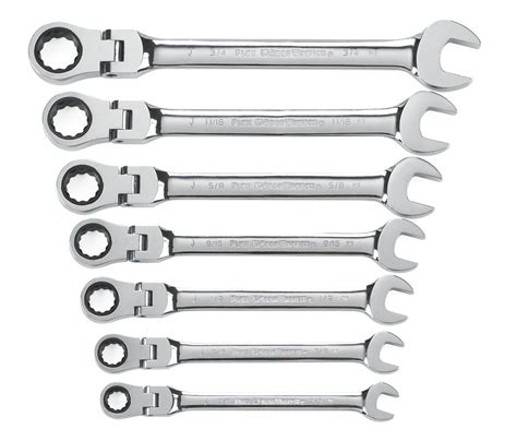 Gearwrench 9700 7 Piece Flex Head Combination Ratcheting Wrench Set Sae