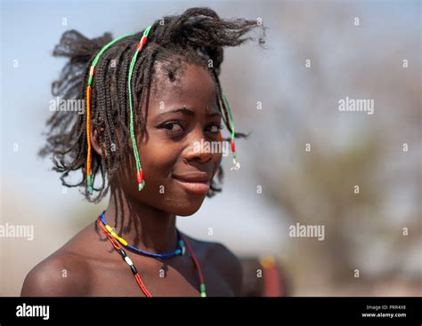 Portrait Of A Mudimba Tribe Girl Cunene Province Kuroca Angola Stock