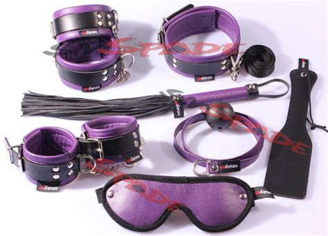 Restraint Kit 7 Pcsset Hand Cuffs Ankle Cuffs Leather Whipflogger