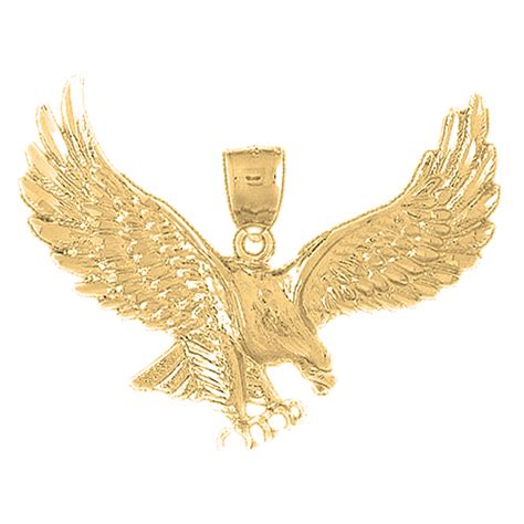 Comprised of a 14 karat gold bezel and a gold american eagle coin, the gold eagle pendant is sure to match any style. 10K, 14K or 18K Gold Eagle Pendant - AZ2792DZ
